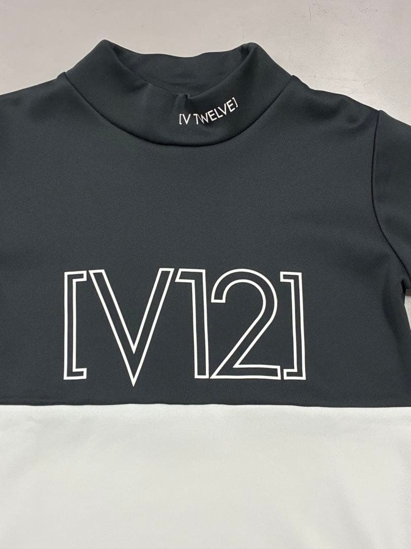 値下げ★V12 O/L LOGO MOCK レディースS 黒 モックネックシャツ