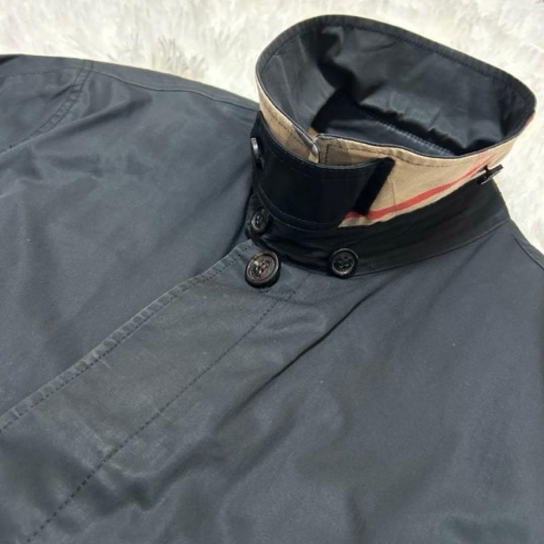 【美品/XL】バーバリーブリッド ステンカラーコート アウター ノバチェック 黒