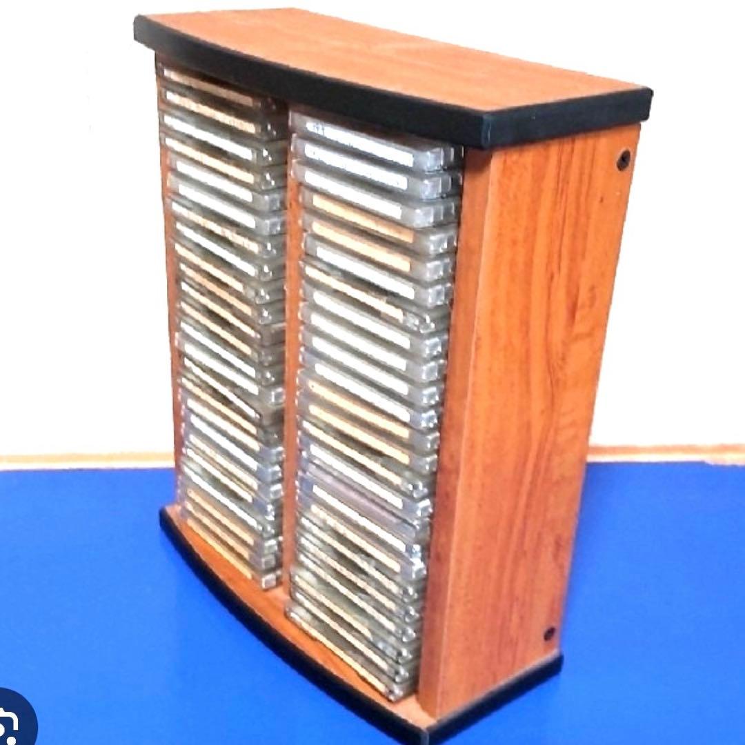 木製ラック・ウッドラック Rare Vintage Wood MiniDisc Rack 48 Disc