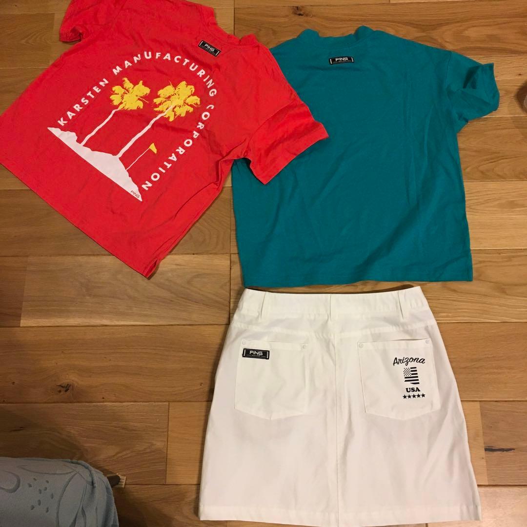 PING レディース　ヨックモックシャツ2点とスカート、サンバイザーのセット
