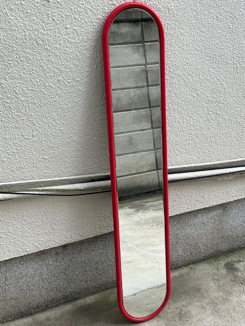 ヴィンテージ　ウォールミラー オーバル　姿見　壁掛け鏡　ミッドセンチュリー　赤