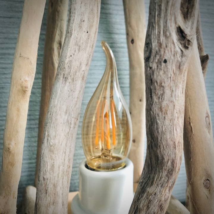 ハンドメイド　流木のテーブルランプ　ろうそく型電球　〜Forest〜