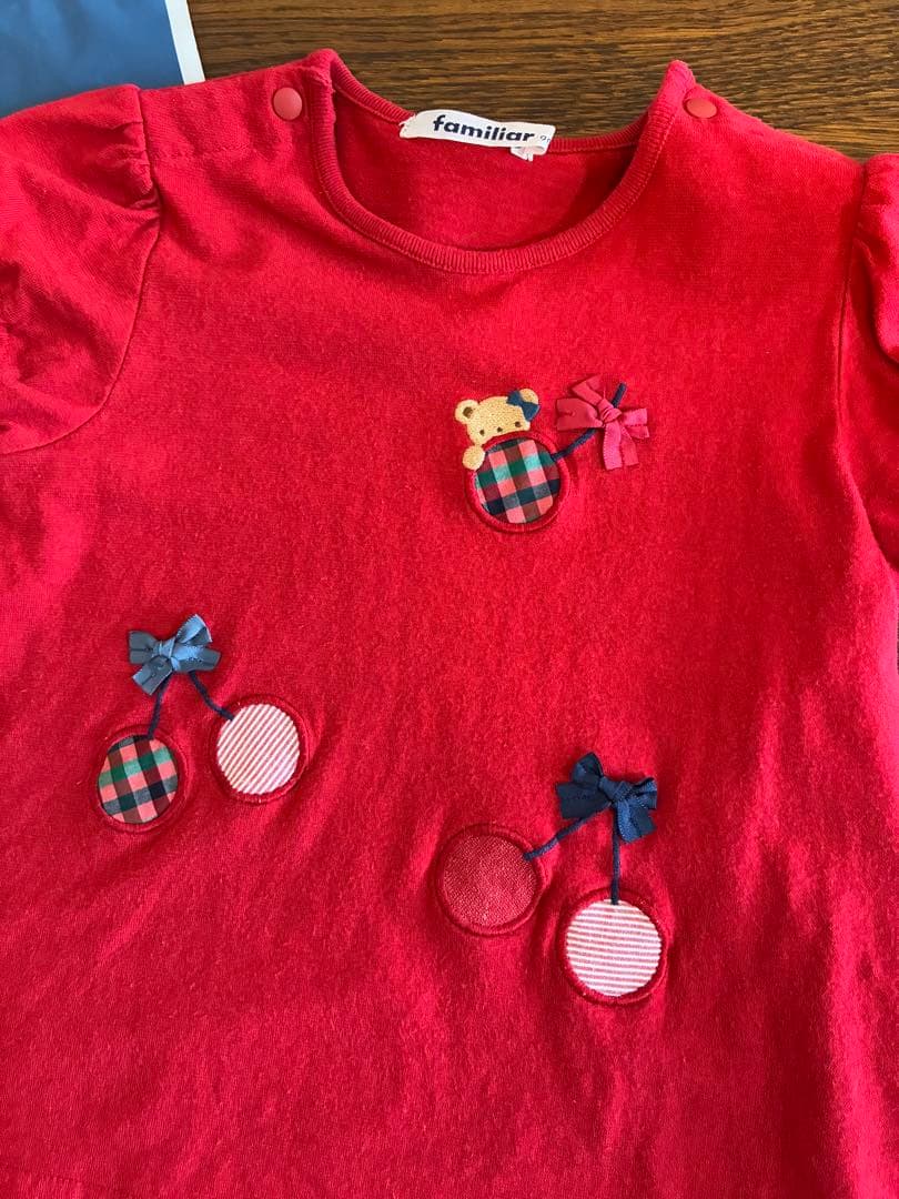 ファミリア　2023年　完売品　ファミリアチェック　さくらんぼ　クマ　Tシャツ