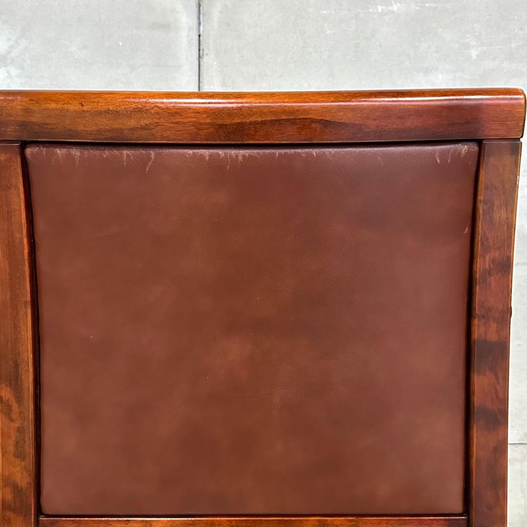 ★1980年代★morishigeオリーブ印 アームチェア 本革 国産高級家具①