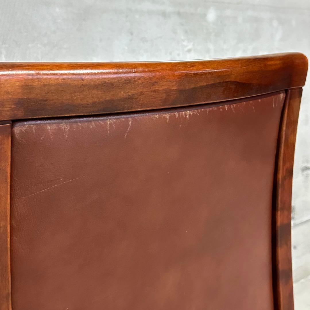 ★1980年代★morishigeオリーブ印 アームチェア 本革 国産高級家具①