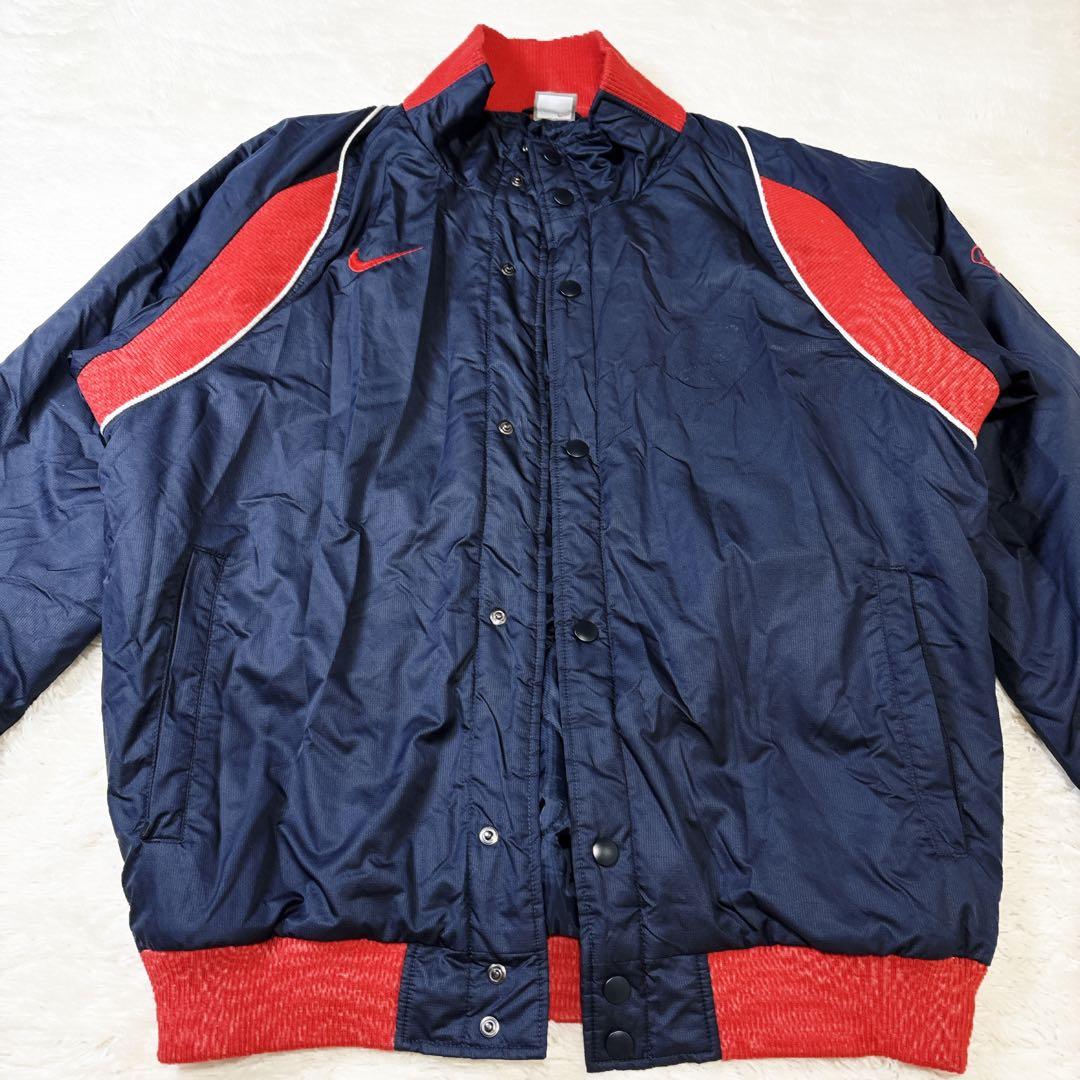 NIKE 90s 中綿ジャケット L 刺繍ロゴ ネイビー×レッド グラコン 配色