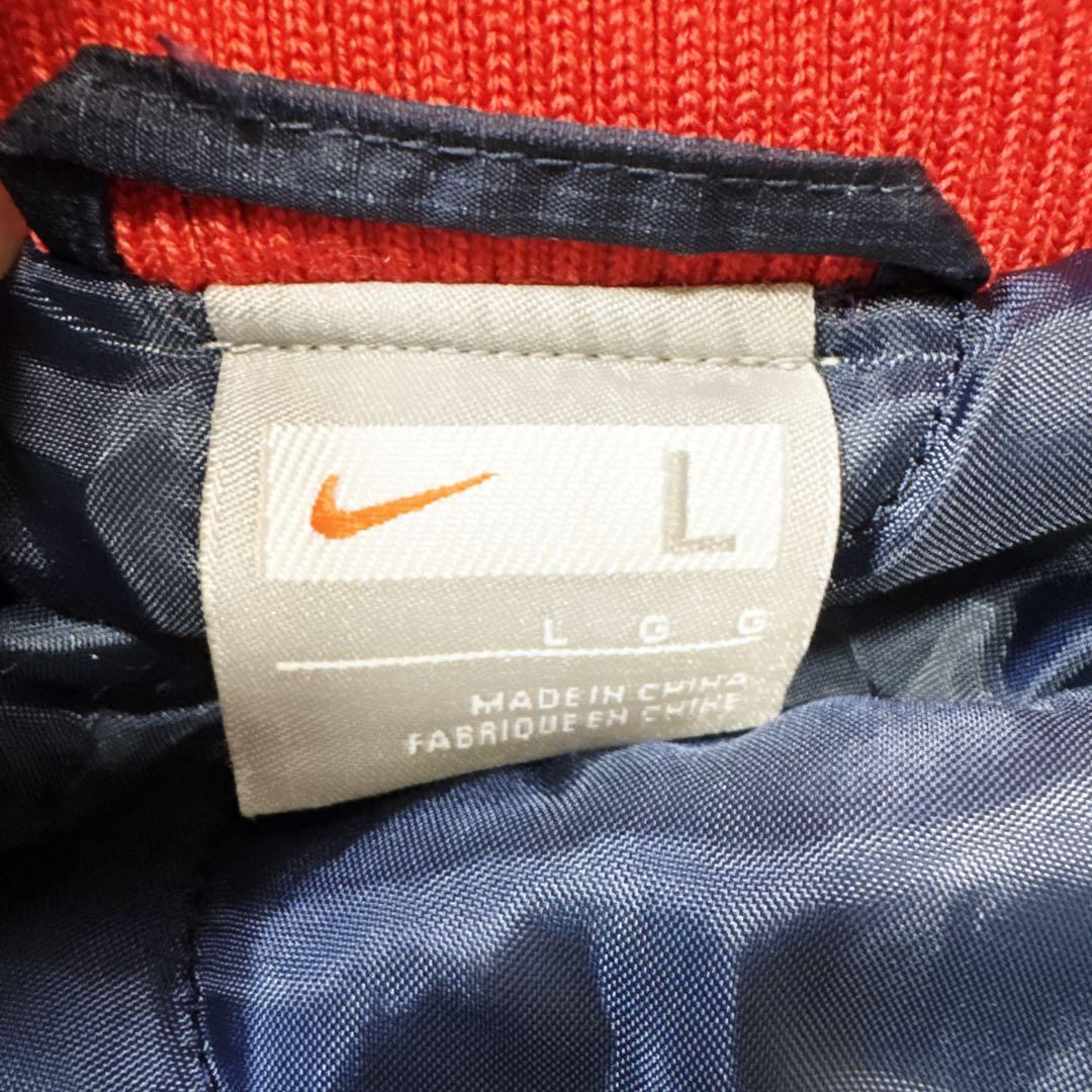 NIKE 90s 中綿ジャケット L 刺繍ロゴ ネイビー×レッド グラコン 配色
