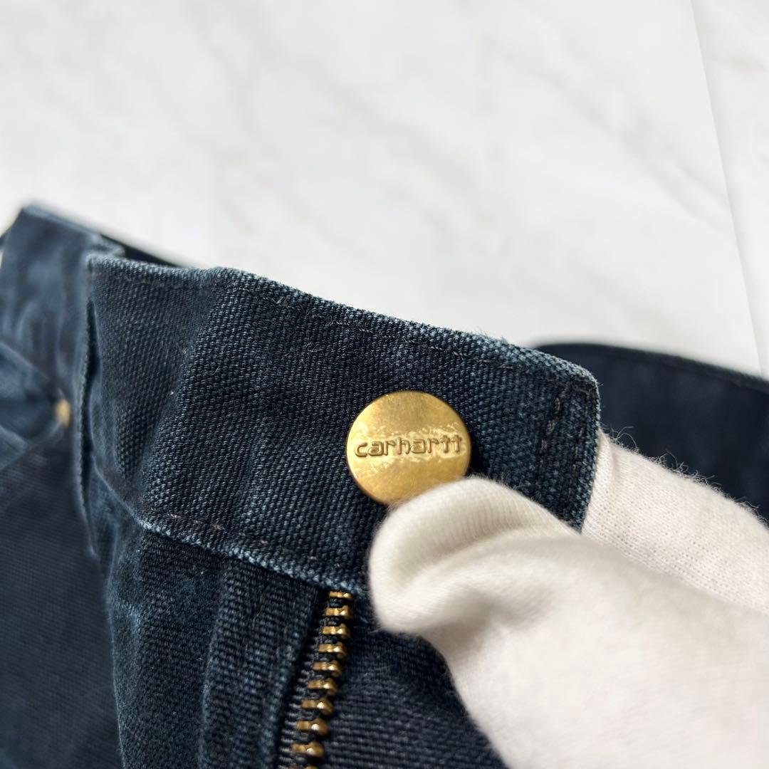 良フェード カーハート ダブルニー パンツ カスタム ダメージ 墨黒 32×34