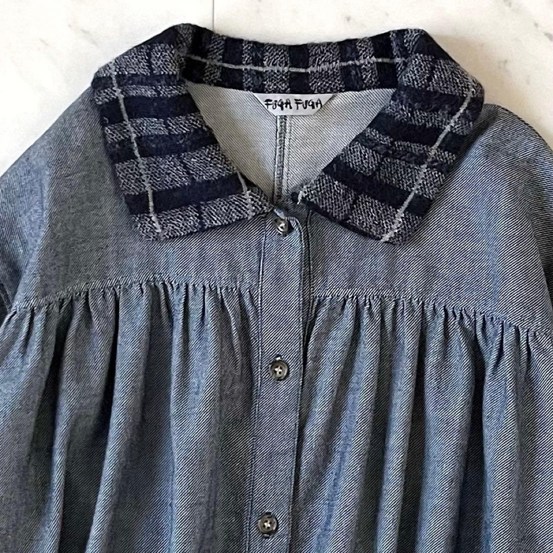 極美品＊FUGA FUGA フーガフーガ コットンギャザータックブラウス 日本製