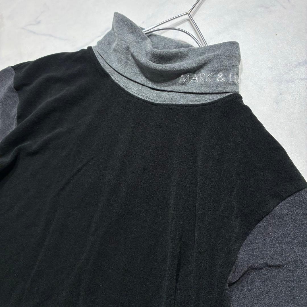 美品✨マークアンドロナ モックネック ハイネック 長袖シャツ 黒×灰 ML