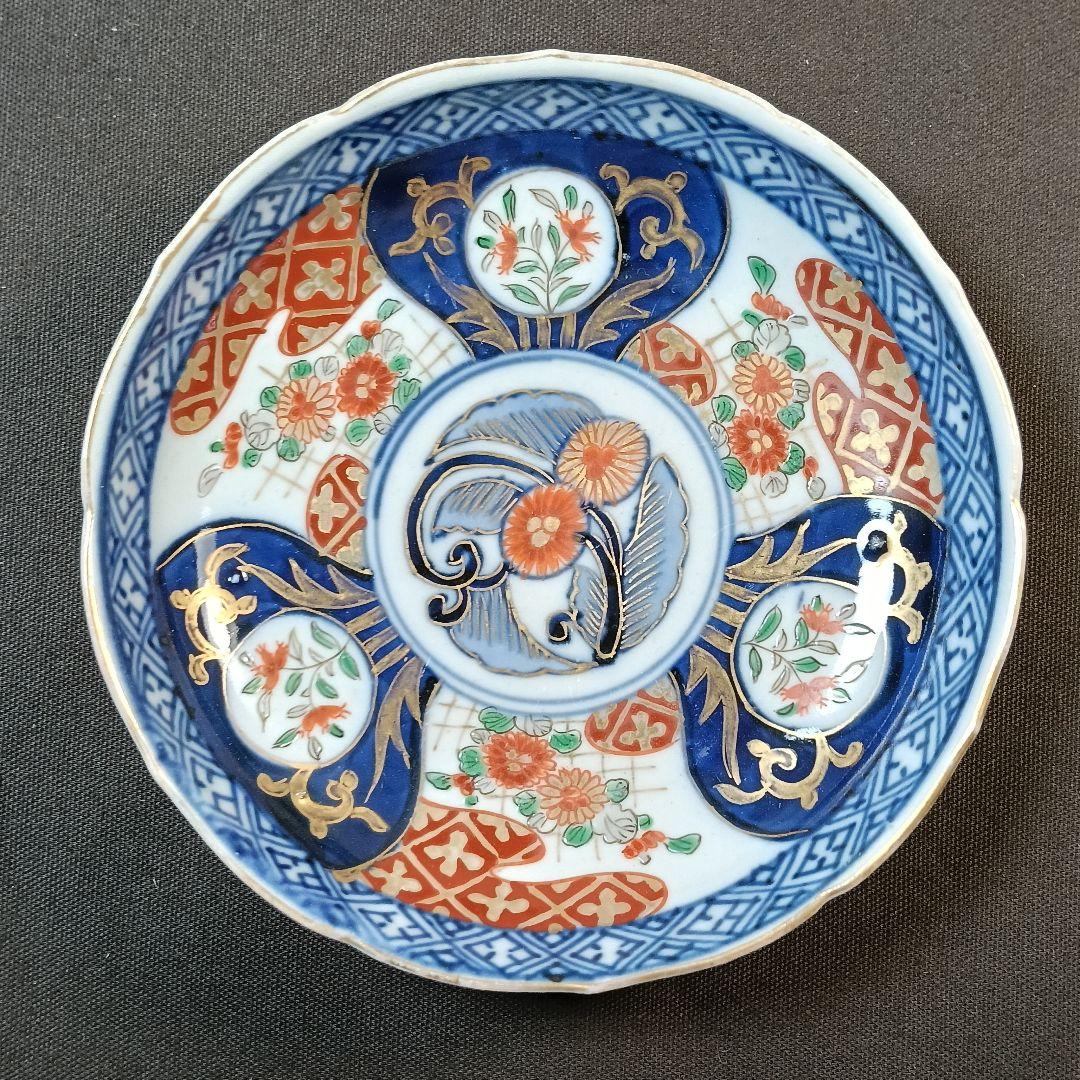 b134 金彩 小皿 3枚セット 印判皿 染付皿 伊万里焼 アンティーク 時代物