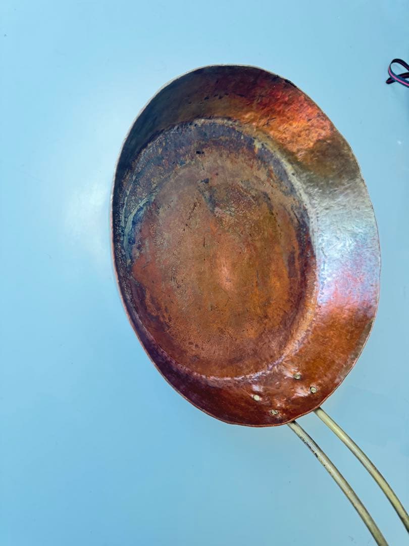 銅製片手鍋 小型 浅型 真鍮ハンドル