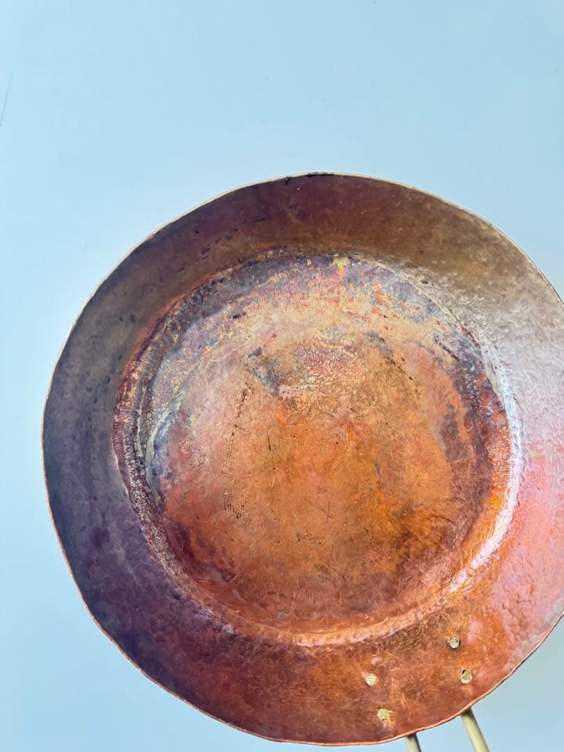 銅製片手鍋 小型 浅型 真鍮ハンドル