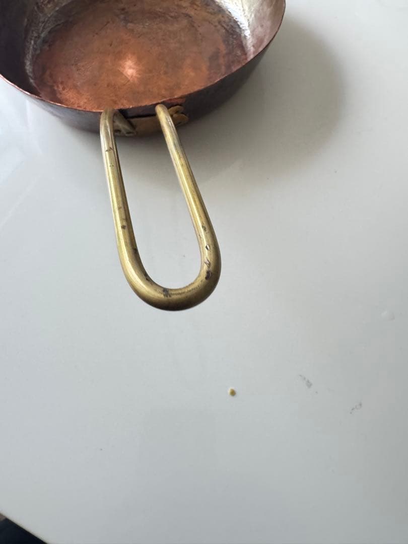 銅製片手鍋 小型 浅型 真鍮ハンドル