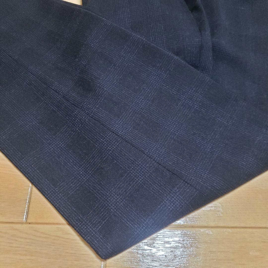 極美品】EDIFICEエディフィス/チェック柄/裾ダブルスラックス44ネイビー