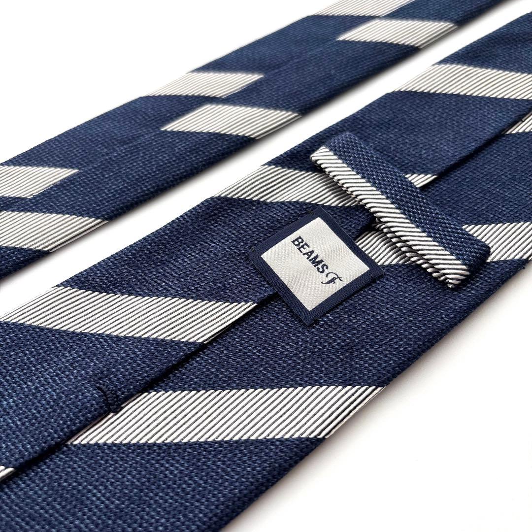※カキ様꧁美品꧂ ビームスエフ ネクタイ レジメンタル ストライプ ネイビー