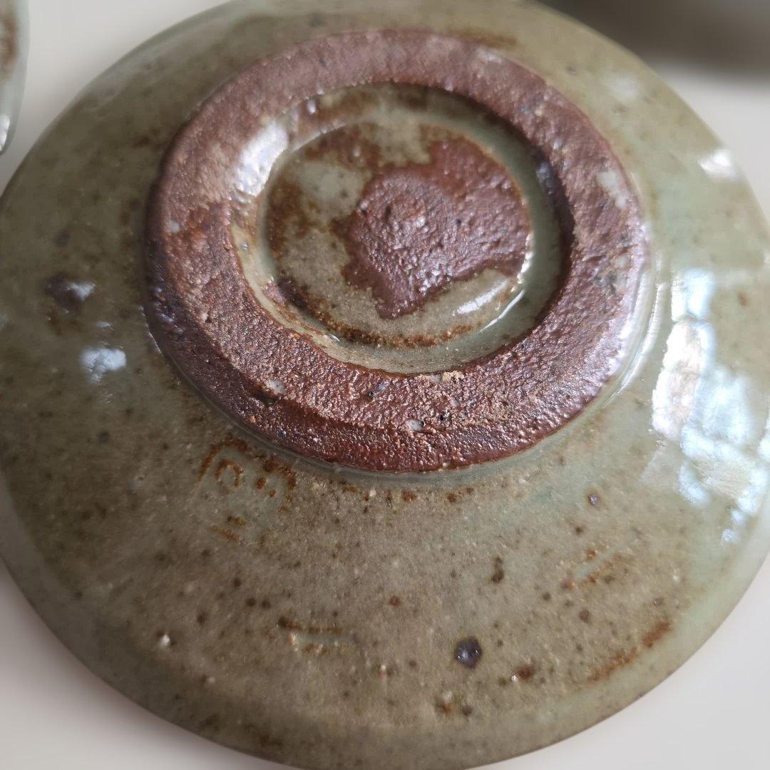 阿部祐工　祐工窯　呉須鉄巻独楽文皿　銘々皿　小皿　5枚