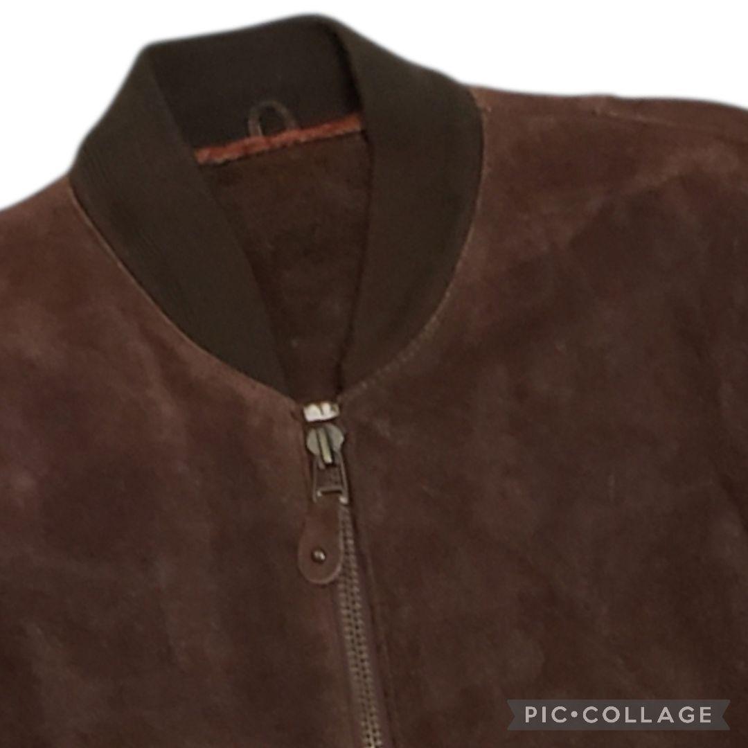 牛革　スエード　MA-1タイプ　レザージャケット　ボンバージャケット　Lサイズ