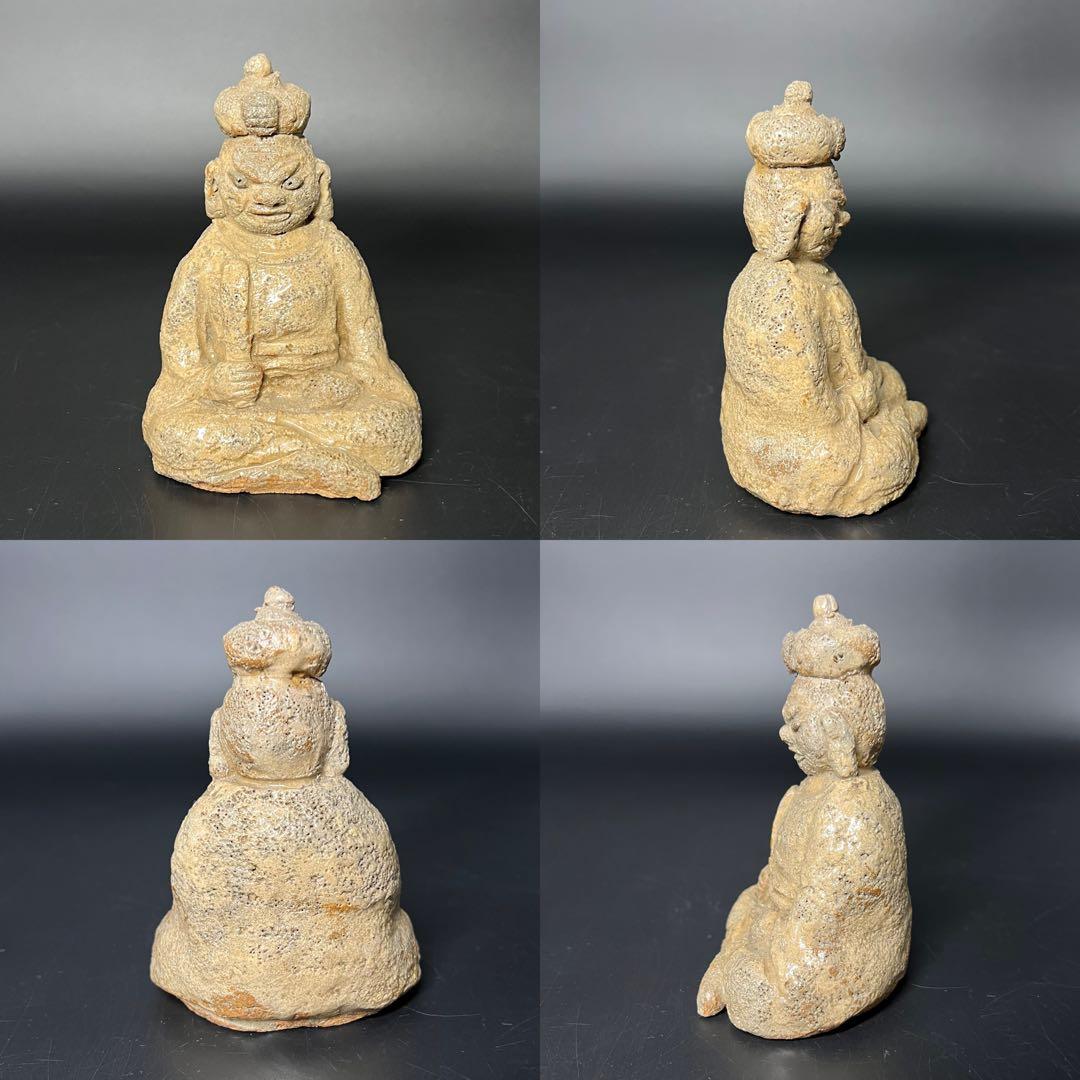 ◎古道具 庵々◎時代物 陶製 閻魔大王像 古陶 仏像 骨董品◎置物仏教美術古美術