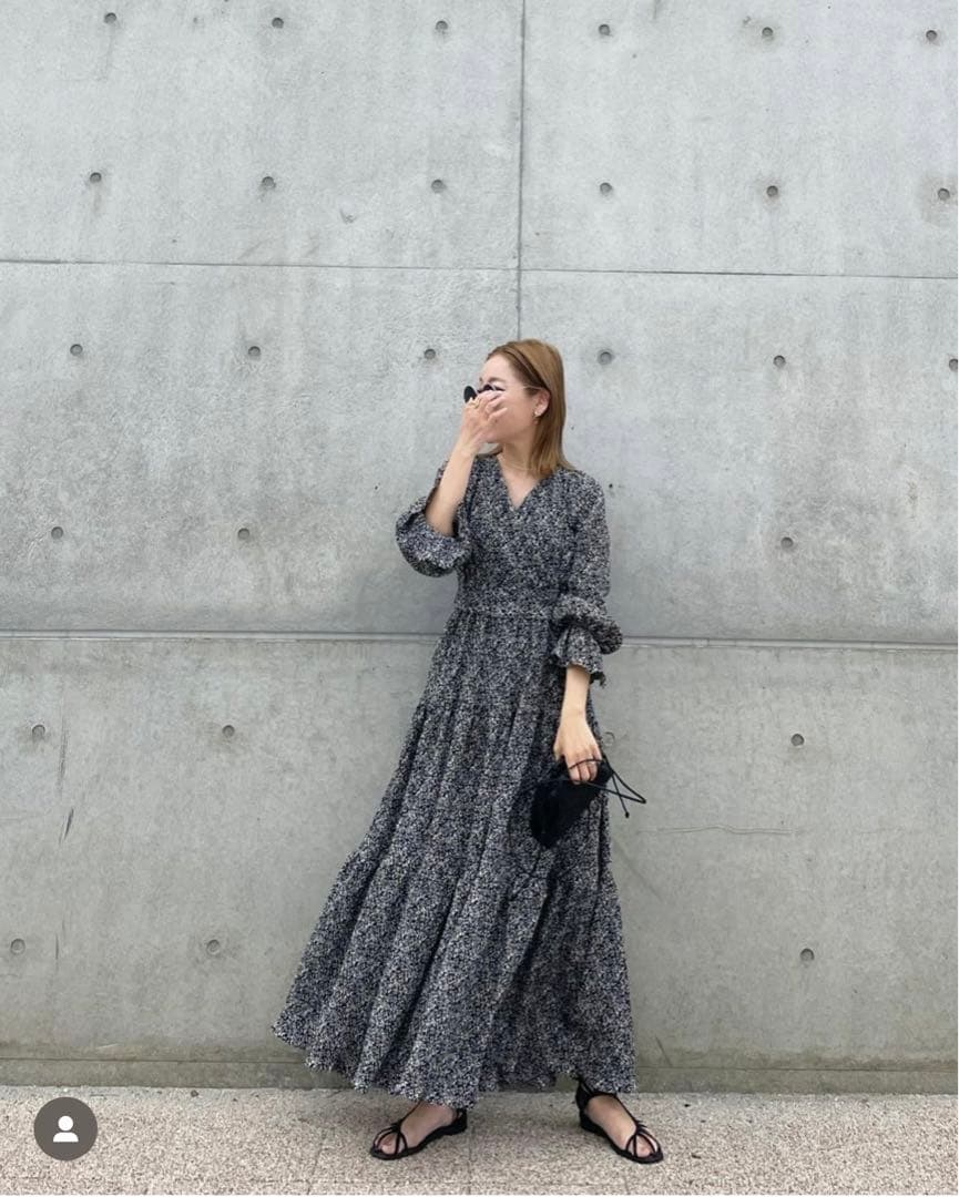 ワンピース BayBee flower cache-coeur dress(black)