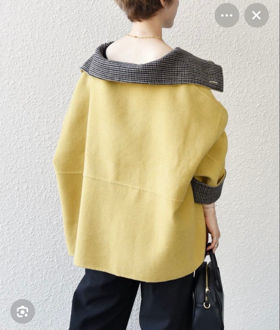 【SHIPS any】リバー スタンドカラー ポンチョ ショートコート 黄色