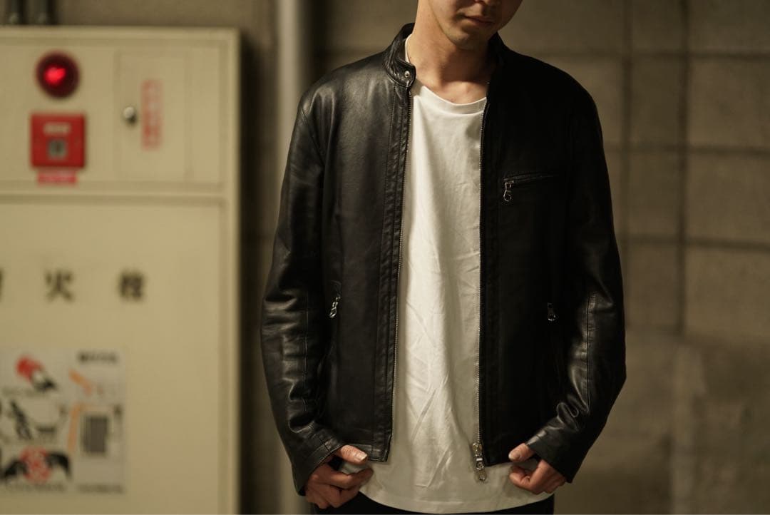 ま*お様 CINQUANTA 羊革 ラムレザー シングル ライダース ジャケット