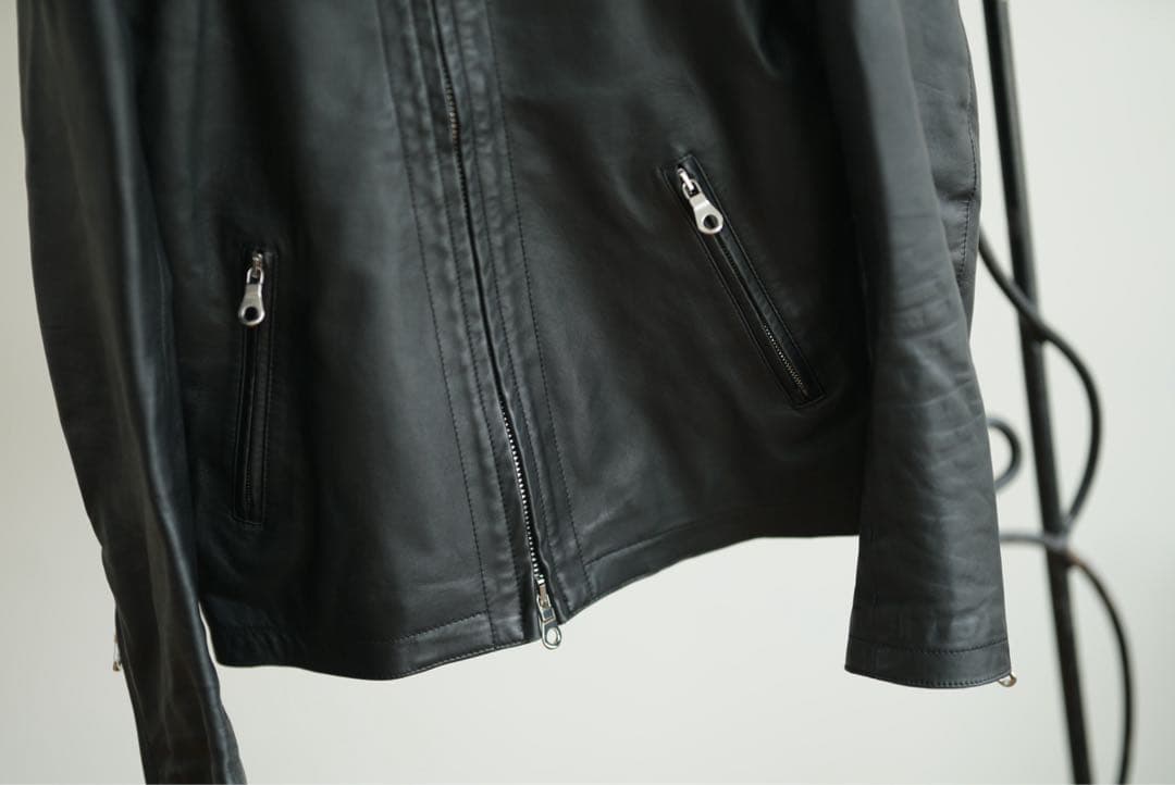 ま*お様 CINQUANTA 羊革 ラムレザー シングル ライダース ジャケット