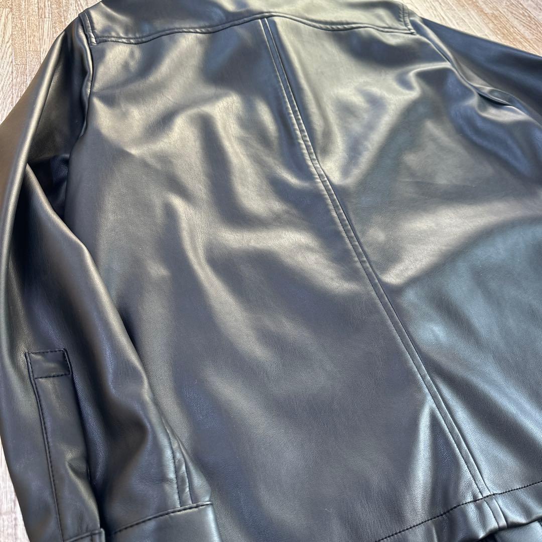 ZARA フェイクレザーシャツジャケット　ブラック　M