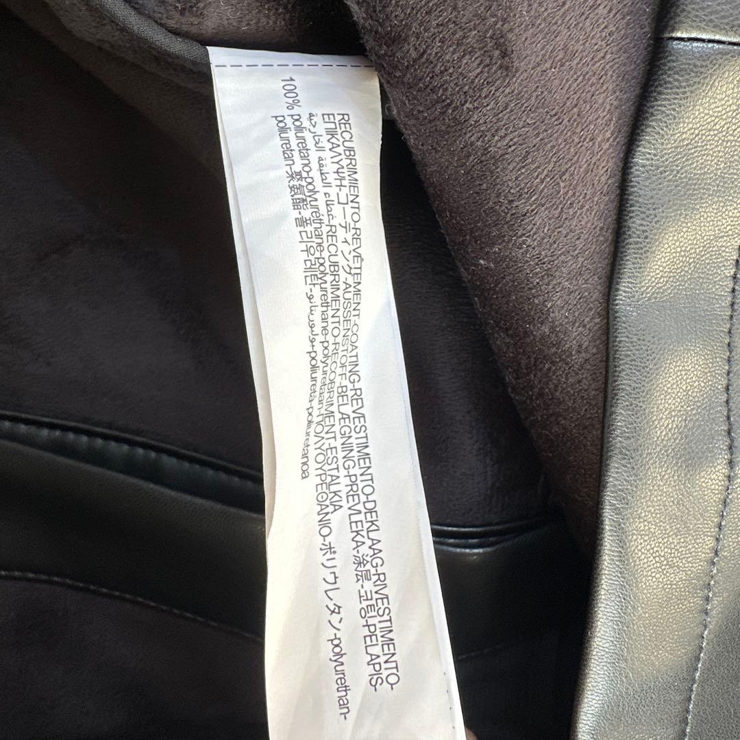 ZARA フェイクレザーシャツジャケット　ブラック　M