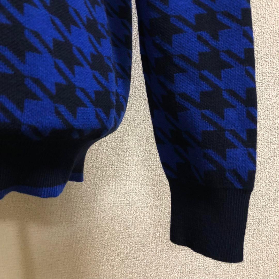 23区ゴルフ★ハーフジップ ウール混 ニット ウェア ブラック ブルー Mサイズ