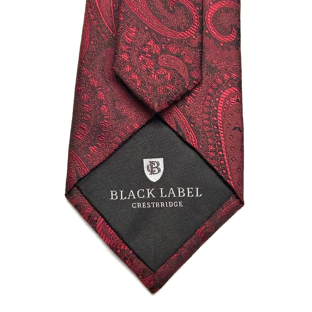 【未使用に近い✨】ブラックレーベルクレストブリッジ ネクタイ レッド ペイズリー