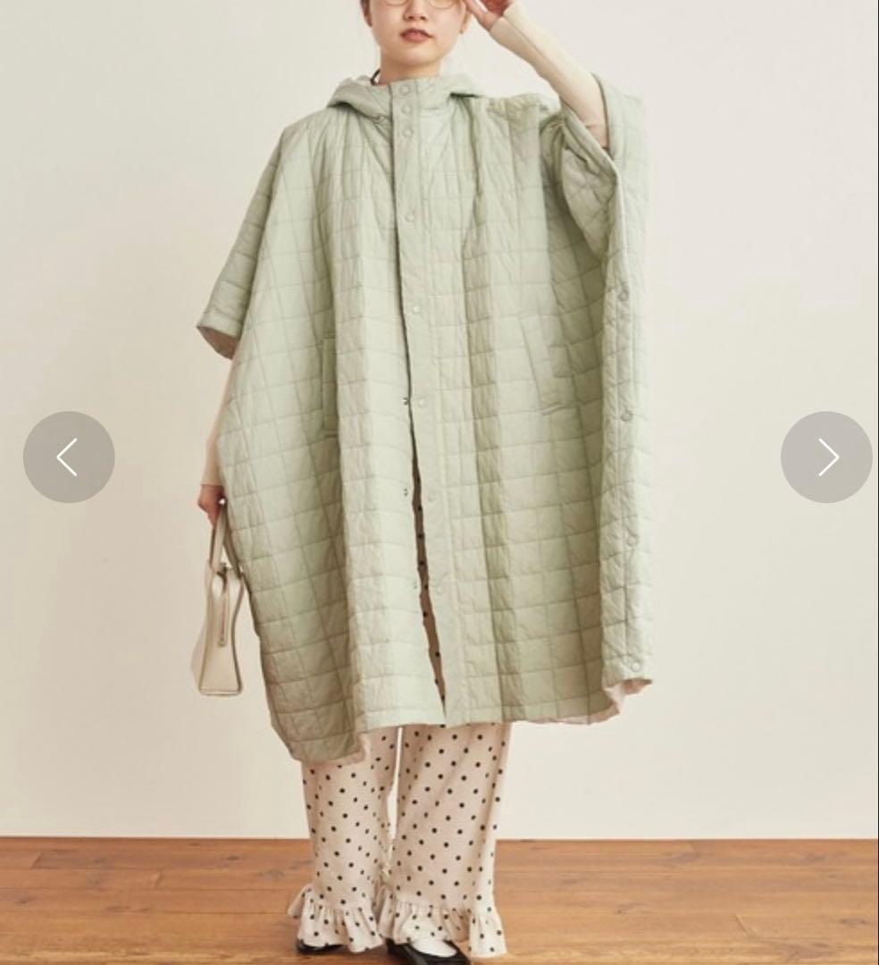 フィグロンドン フード付き キルティング ポンチョ中綿 オーバーサイズ ミント