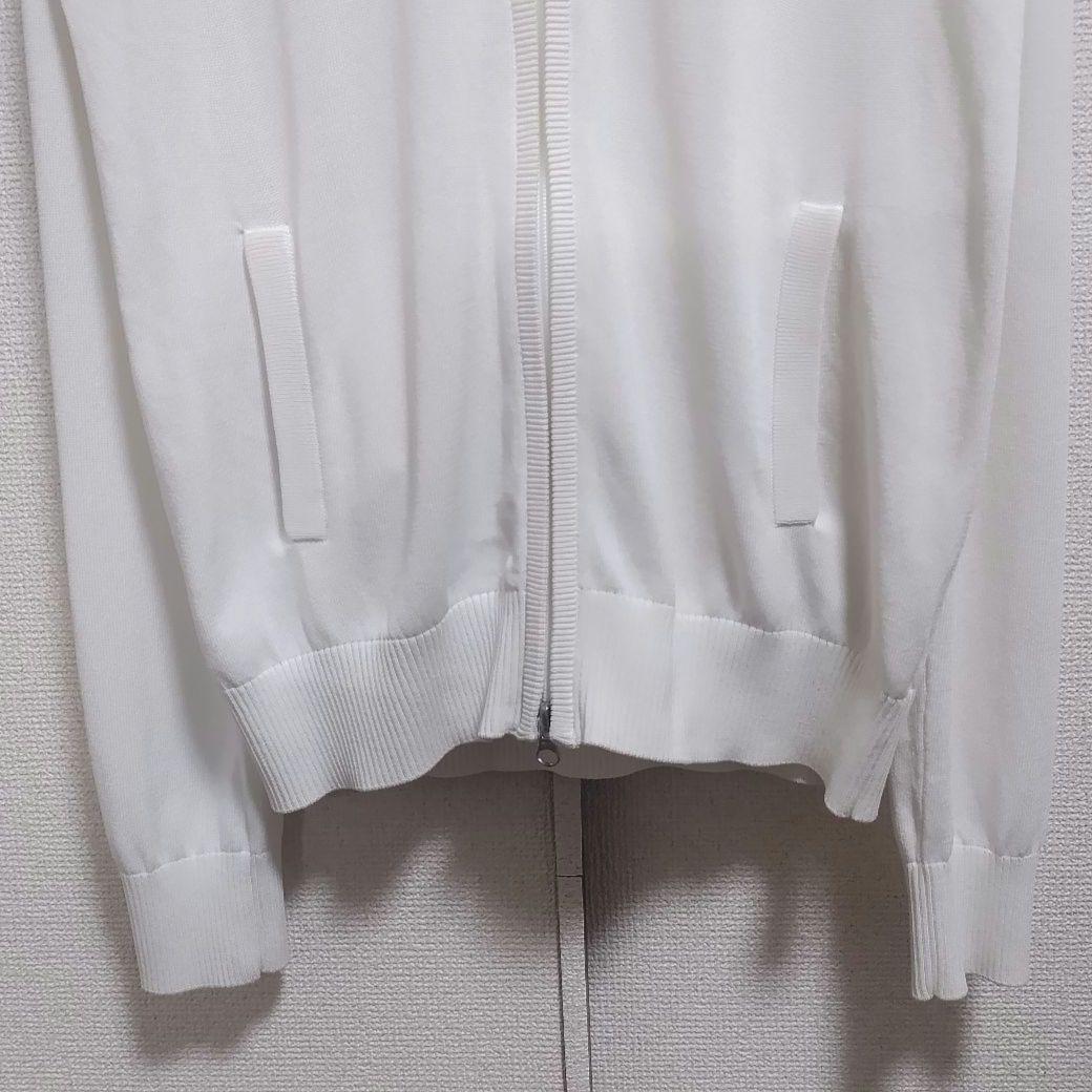美品 J.LINDEBERG ジップ ニットカーディガンジャケット 白 S