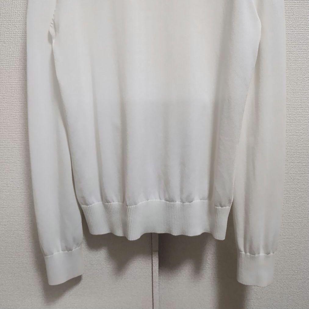 美品 J.LINDEBERG ジップ ニットカーディガンジャケット 白 S