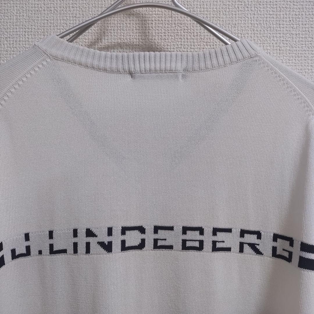 美品 J.LINDEBERG ジップ ニットカーディガンジャケット 白 S