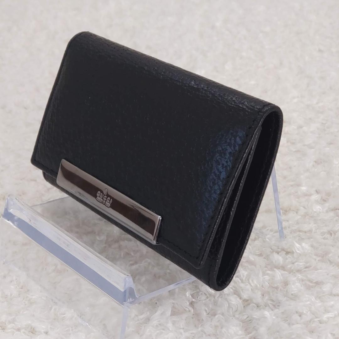☆美品☆GUCCI グッチ キーケース 6連 ブラック レザー ロゴプレート