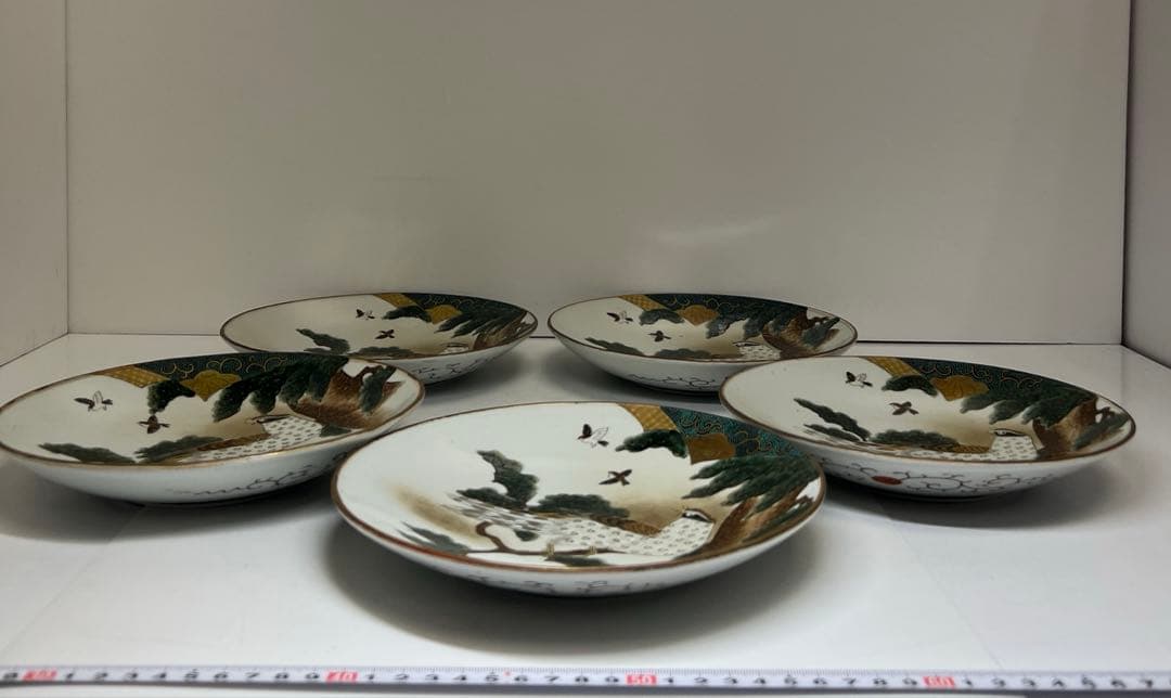 九谷焼　鷹の図金彩色絵皿5枚　直径約21㎝　東Y8-0220①