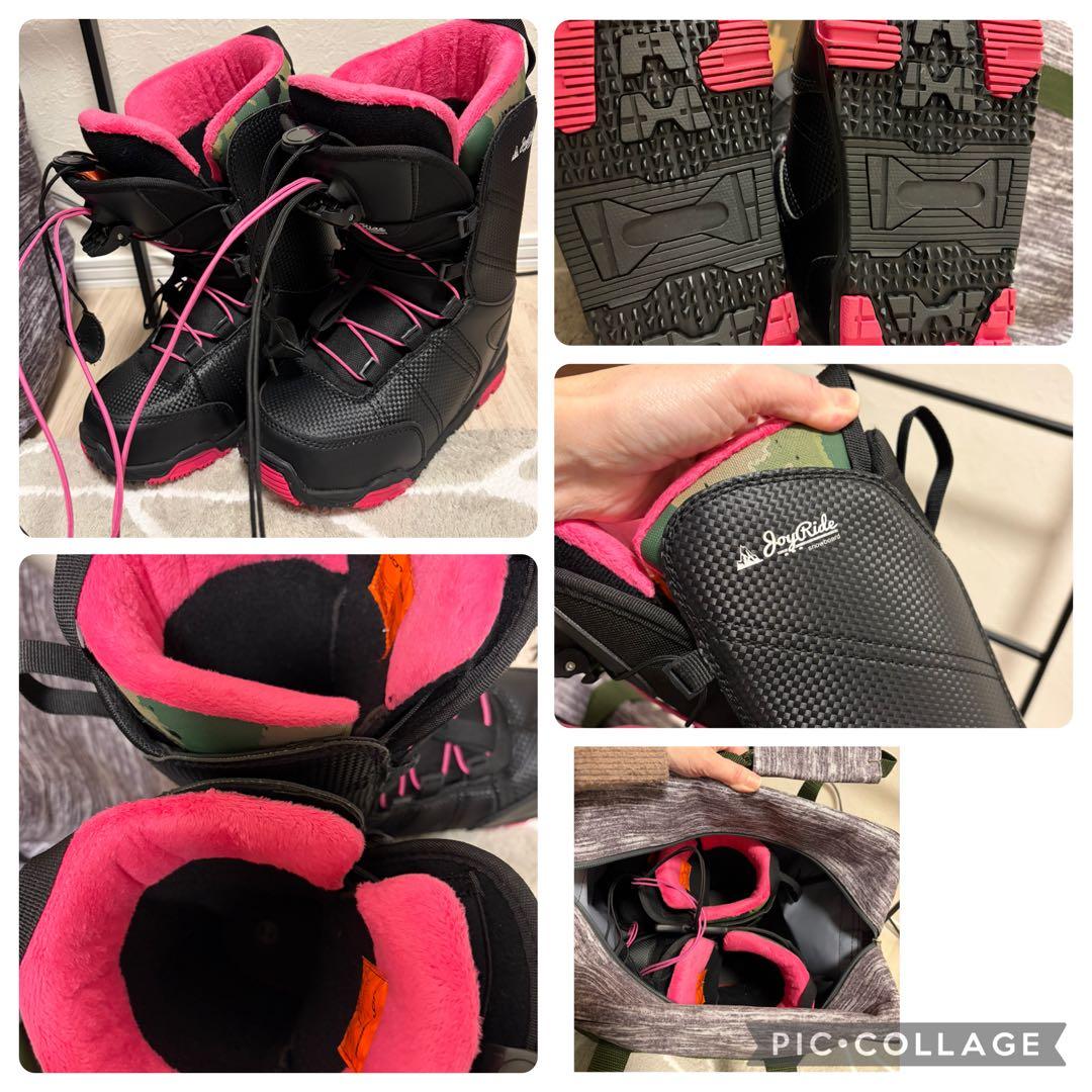 美品　スノーボードブーツ レディース　ブラック/ピンク23.5cm ケースセット