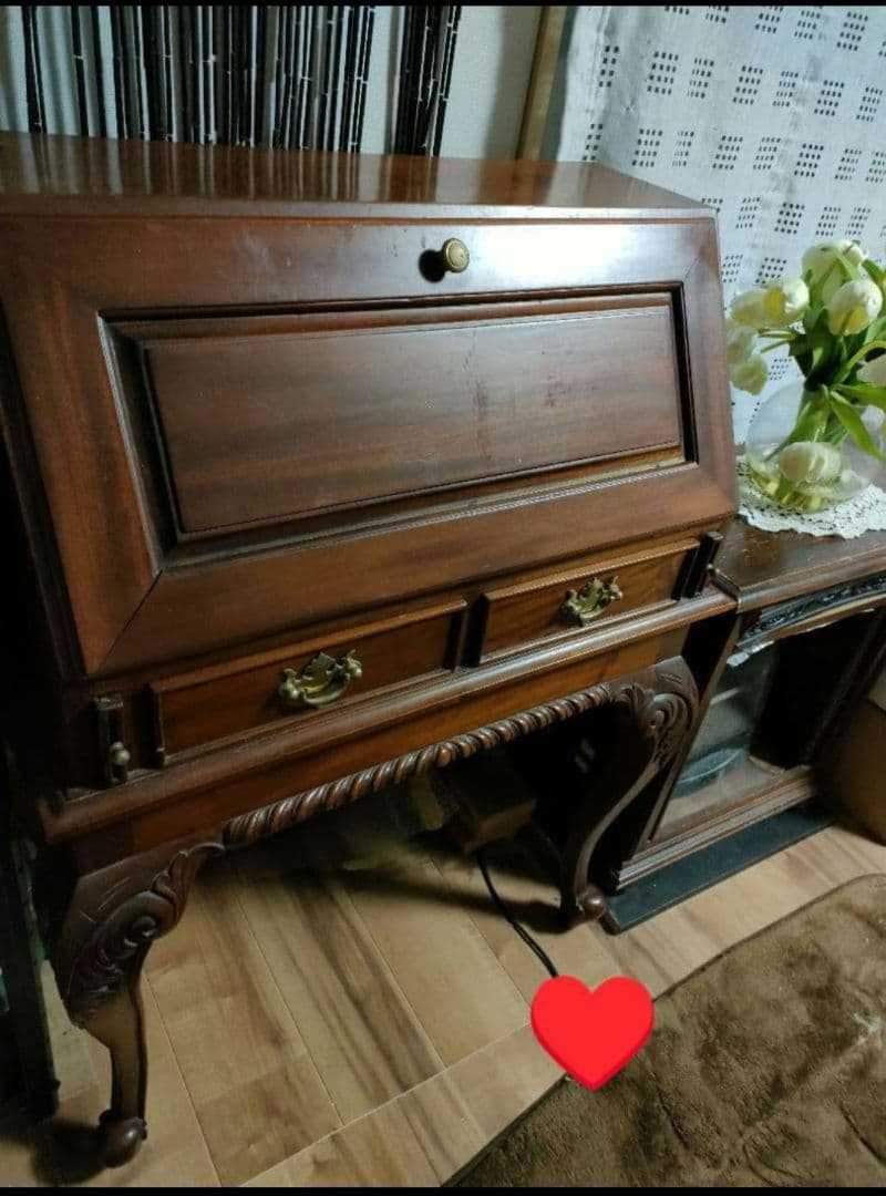 ②【ann】猫脚ライティングビューロー アンティーク家具