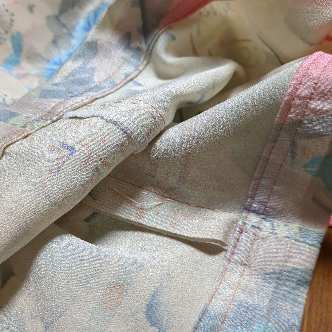 着物リメイク　振袖ピンク　バックループ　ロングワンピース　チュニック