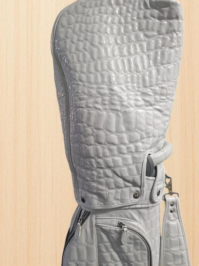 送料無料/超美品　OWL クロコダイル風エナメルキャディバッグwhite