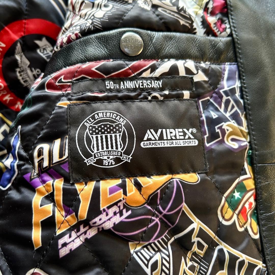 【希少2XL】アヴィレックス　50周年　バーシティジャケット レザージャケット