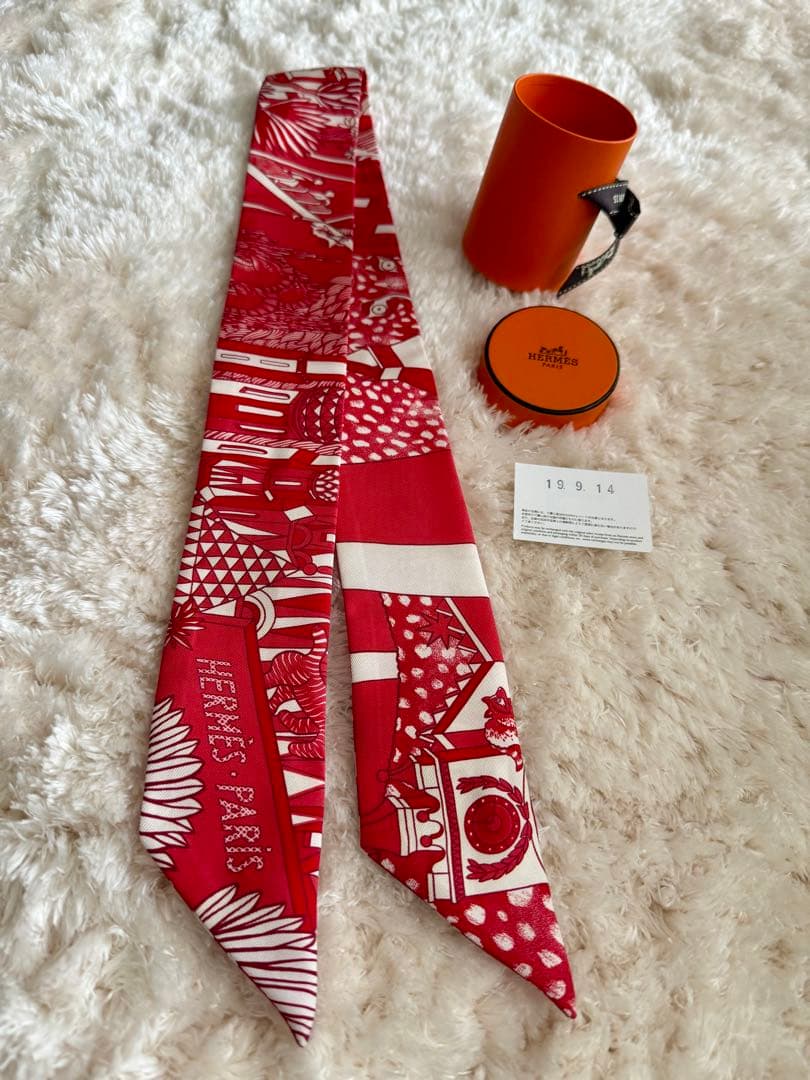 未使用☆エルメス ANIMAPOLIS アニマルポリスツイリー レッド系　お箱付