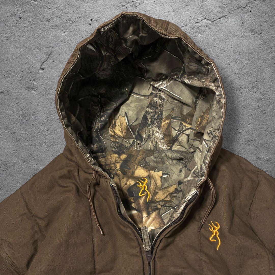 リアルツリーアクティブジャケット2XLリバーシブルブラウン中綿パーカーストリート