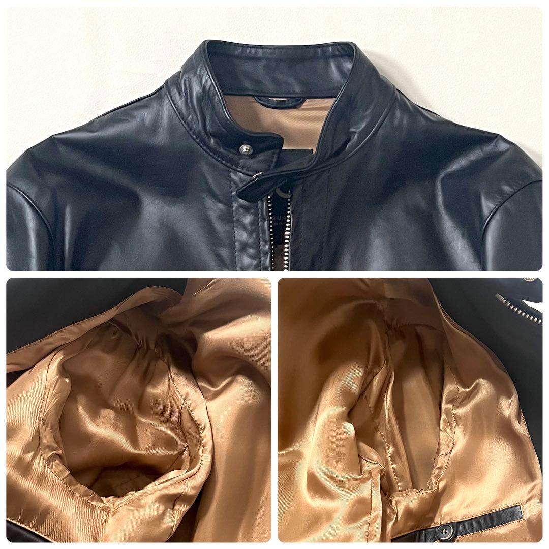 【未使用級】チンクアンタ　シングル ライダース ジャケット　馬革　黒　H-502