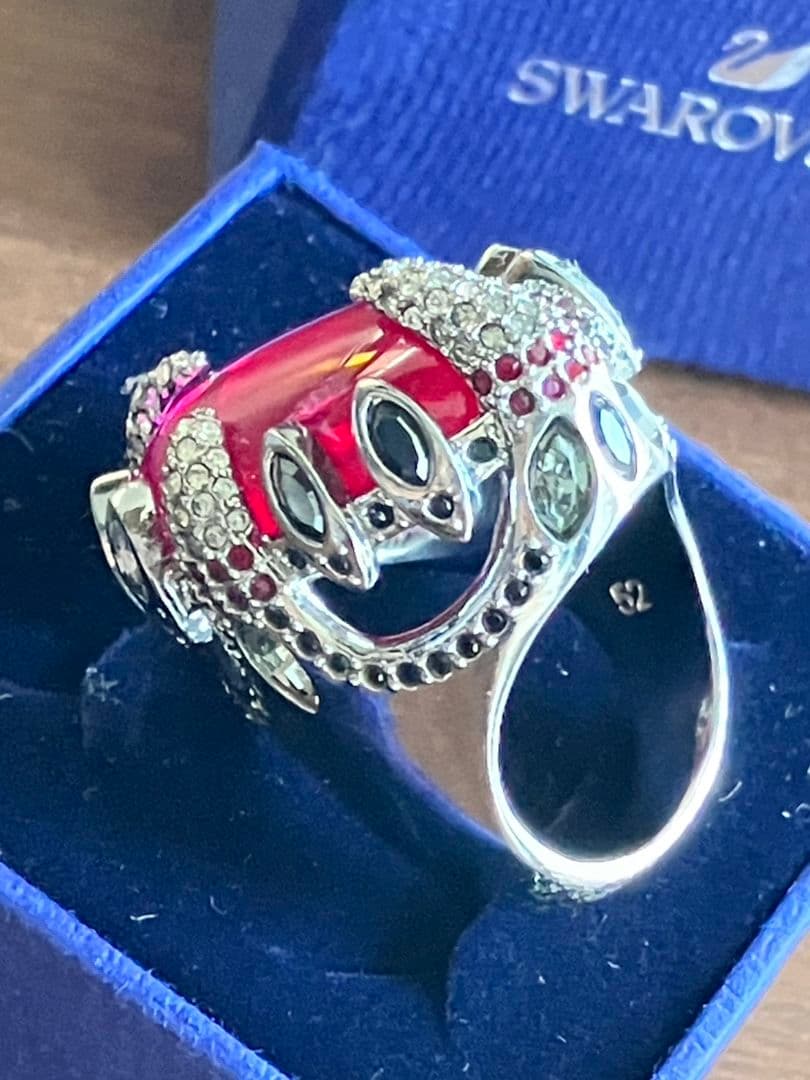 ★Luna★SWAROVSKI　リング【10号】レッド&シルバースワロ