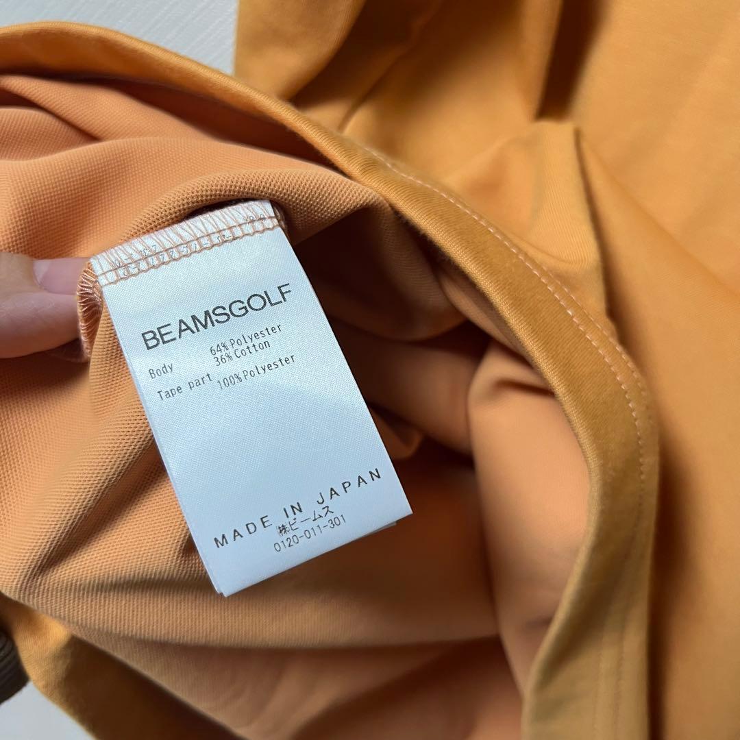 新品 BEAMS GOLF 長袖 ラインロゴ モックネック オレンジ