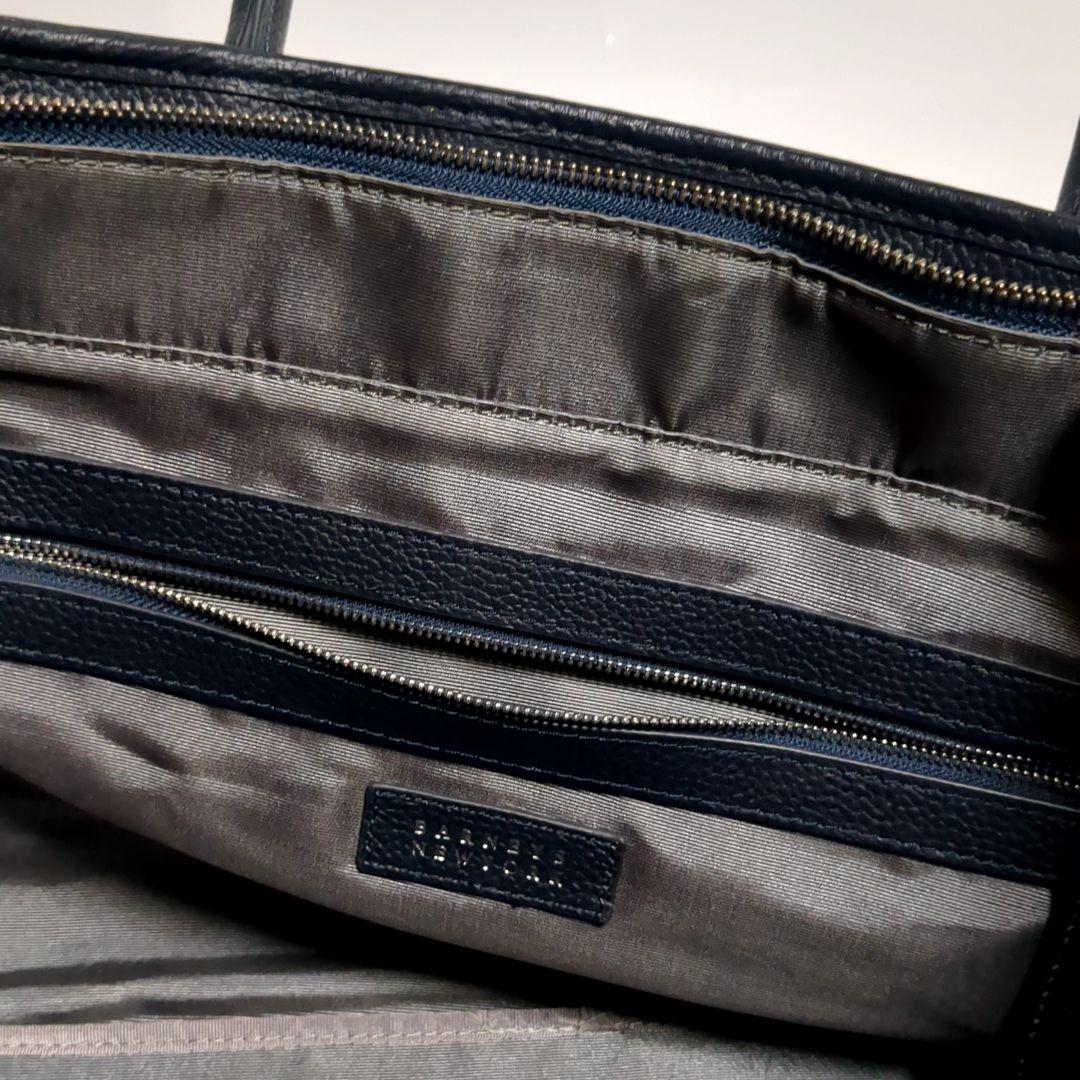 ✨バーニーズニューヨーク✨トートバッグ ネイビー レザー シボ革 A4