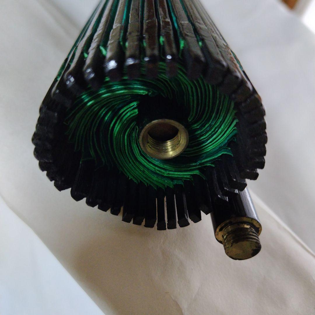 舞踊傘 桐-6703 黒塗り骨と無地の緑色#2015