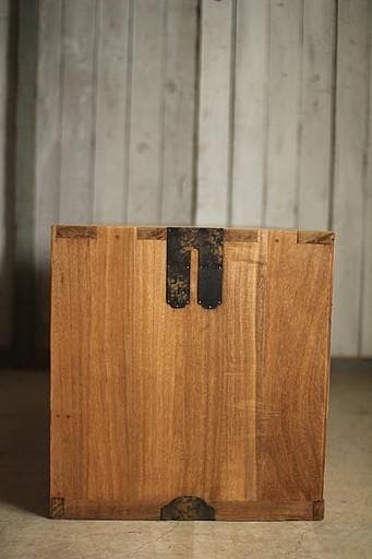 古いガラス戸棚×木製小引き出し3杯　食器棚　昭和レトロ　タンス　古家具　古民家